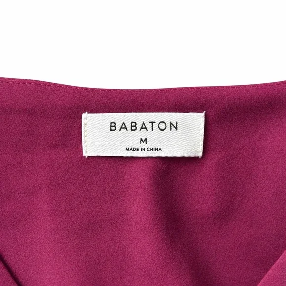 Aritizia Babaton Women's Randy Blouse Burgundy V Neck Short Sleeve Top Size M - Picture 4 of 7